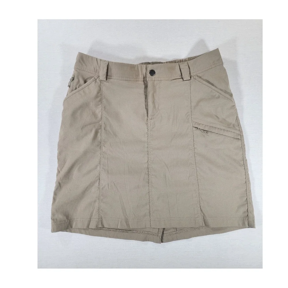 Duluth Trading Co Skort Women 12 Dry on the Fly Tan Nylon Blend Hiking Outdoor